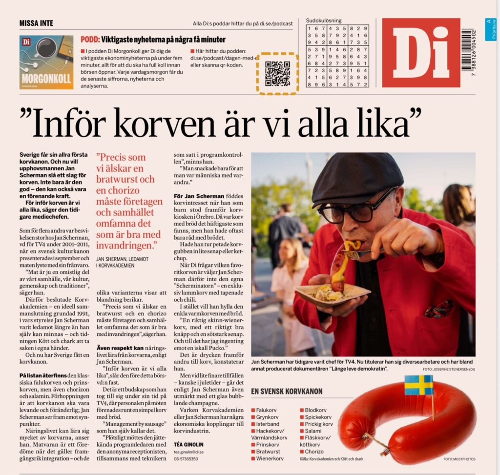 Dagens Industri intervju med Jan Scherman om Korv-Kanon 2025